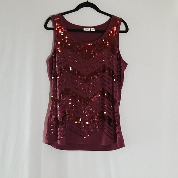 Cato Tops - Maroon sequined tank, size XL